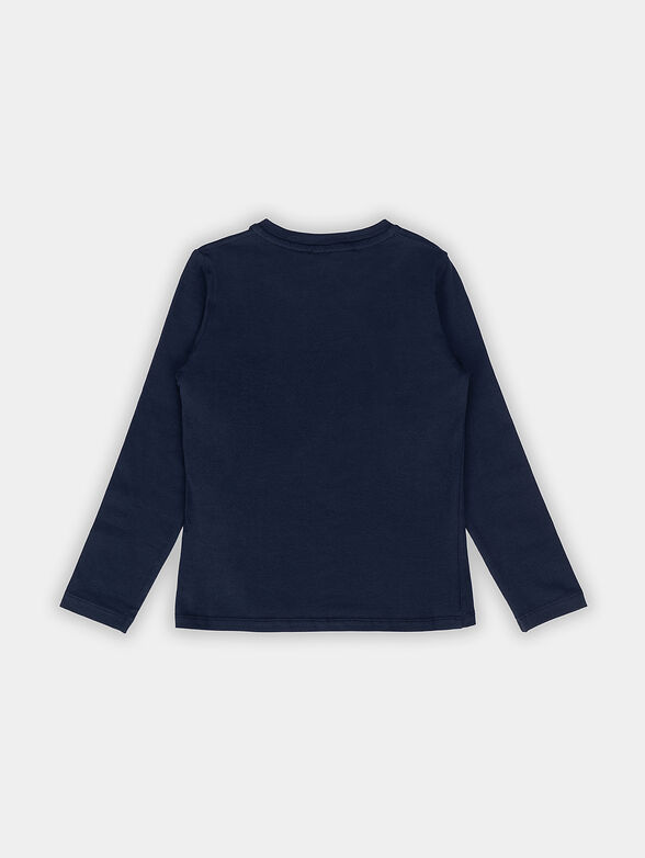 Blue blouse with contrasting logo print - 2