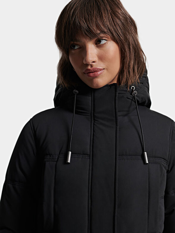 Long padded jacket in black color - 3