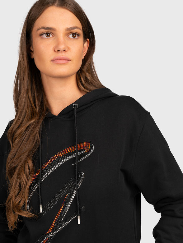 Black sweatshirt with rhinestones - 4
