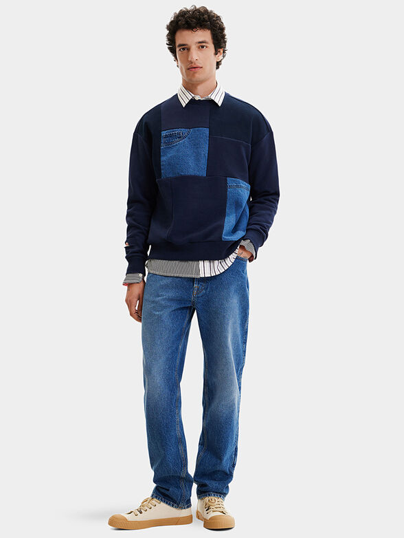 Blue sweatshirt with patchwork effect - 2