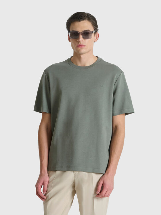 Памучна тениска в зелен цвят  - 1