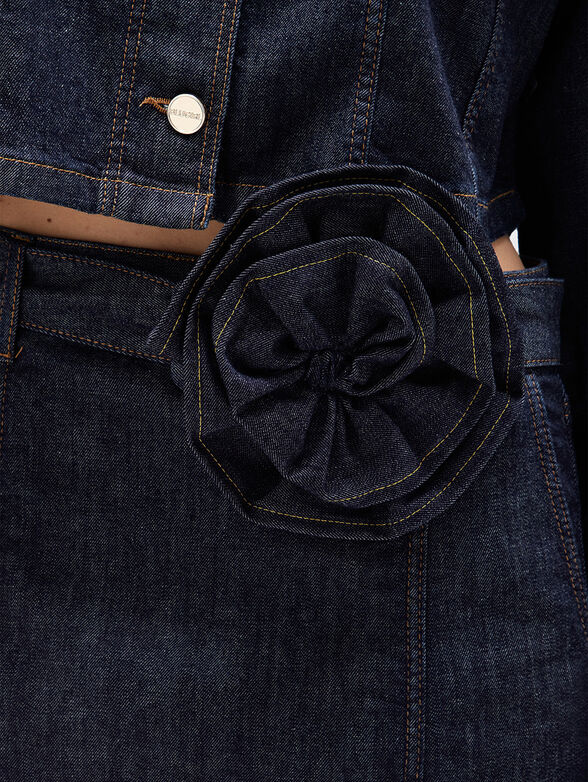 Midi skirt with zip and accent flower - 3