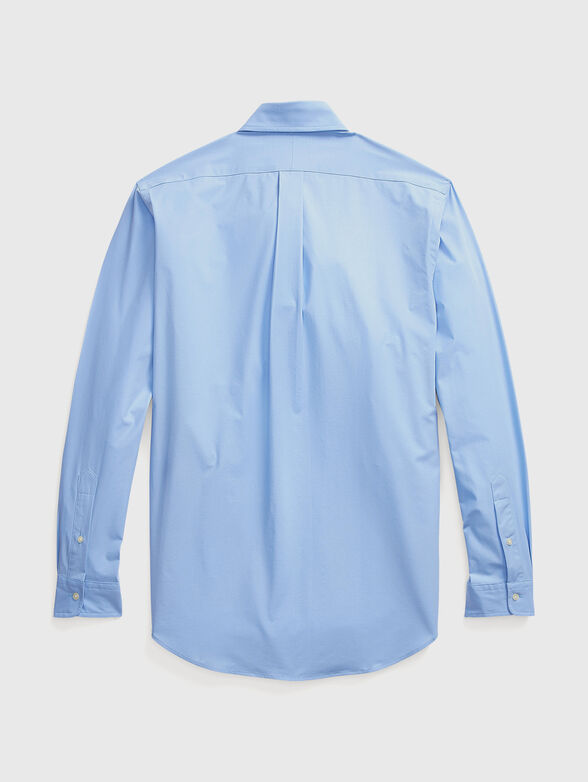 Embroidered logo shirt in blue  - 2
