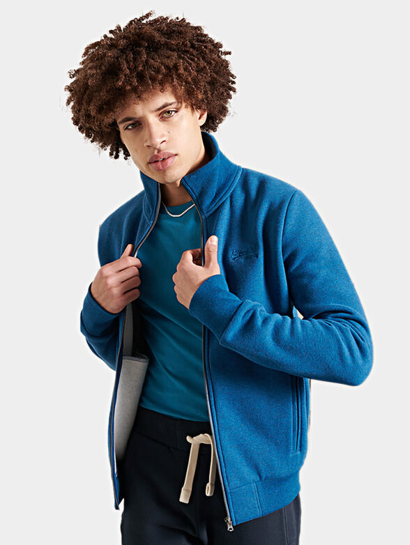 ORANGE LABEL blue high collar sweatshirt - 1