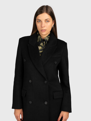 Black wool blend coat - 5