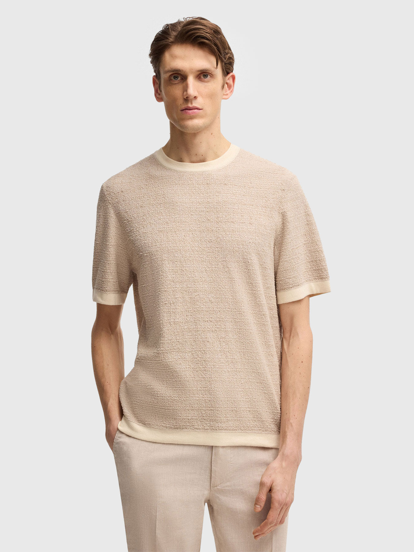 Cotton T-shirt with oval neckline brand BOSS
