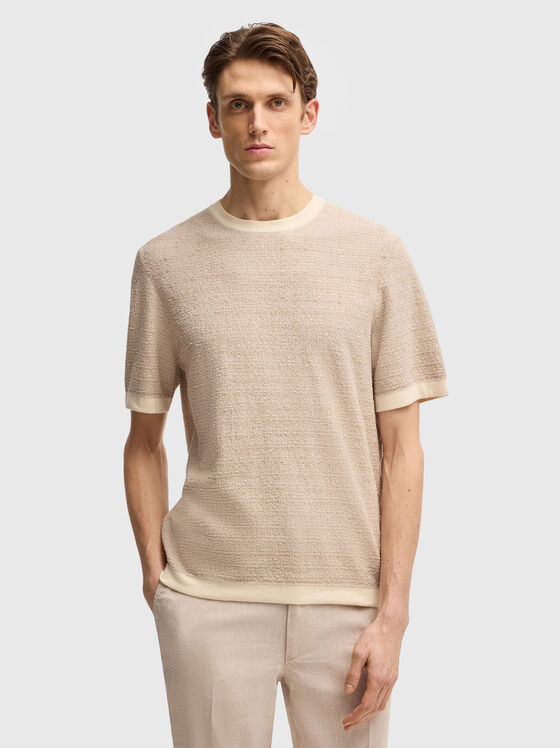 Cotton T-shirt with oval neckline - 1