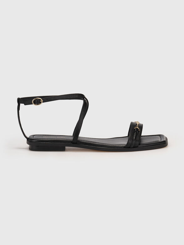 Leather sandals with logo - 1