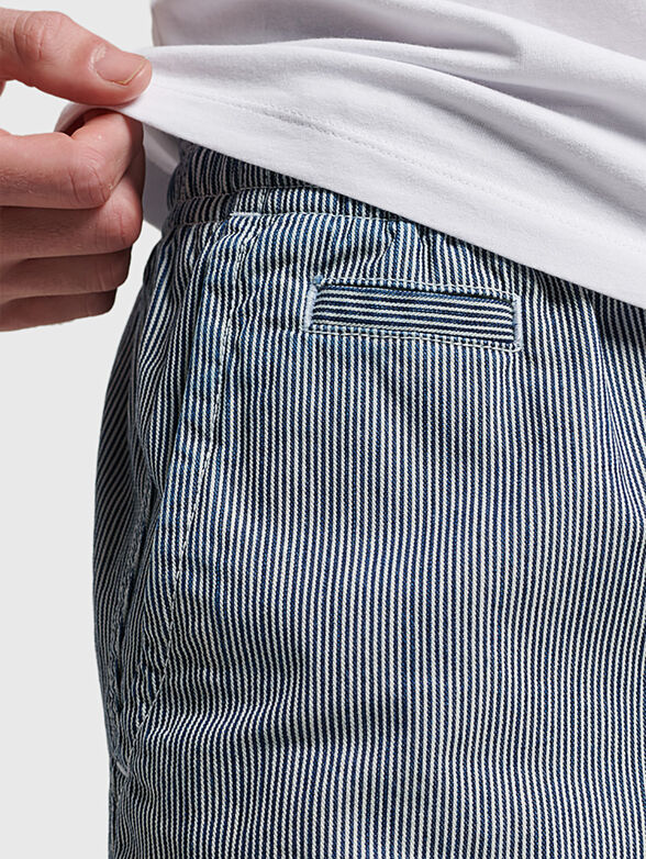 VINTAGE striped cotton blend shorts - 4