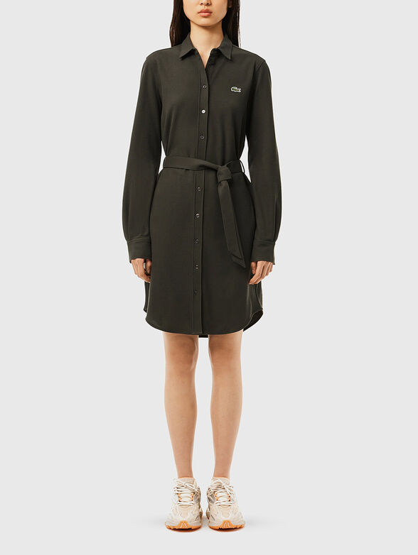 Piqu&eacute; belted shirt dress - 1