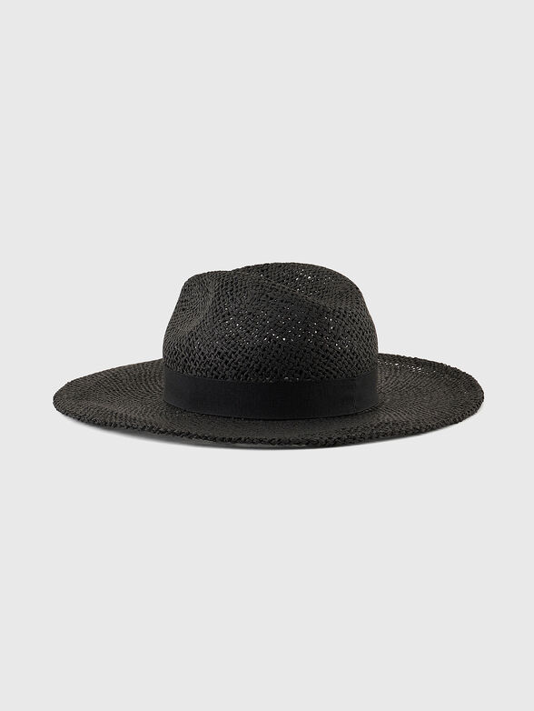 Black straw hat with logo accent - 2