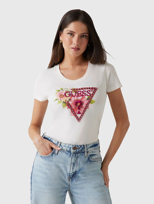 Slim T-shirt with floral logo motif - 1