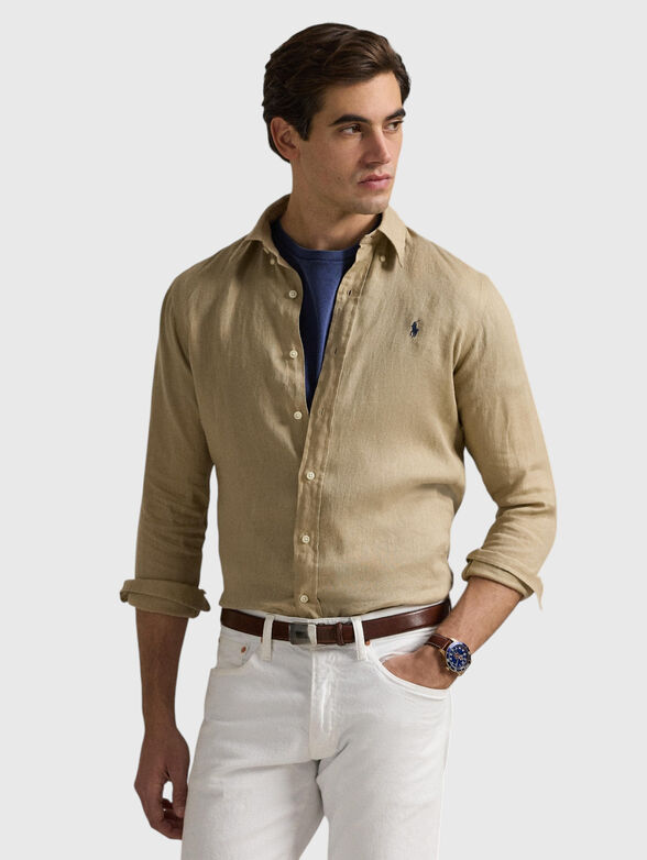 Linen shirt with logo embroidery - 1