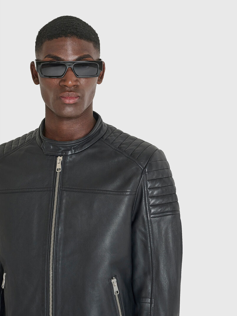 Leather biker jacket - 3