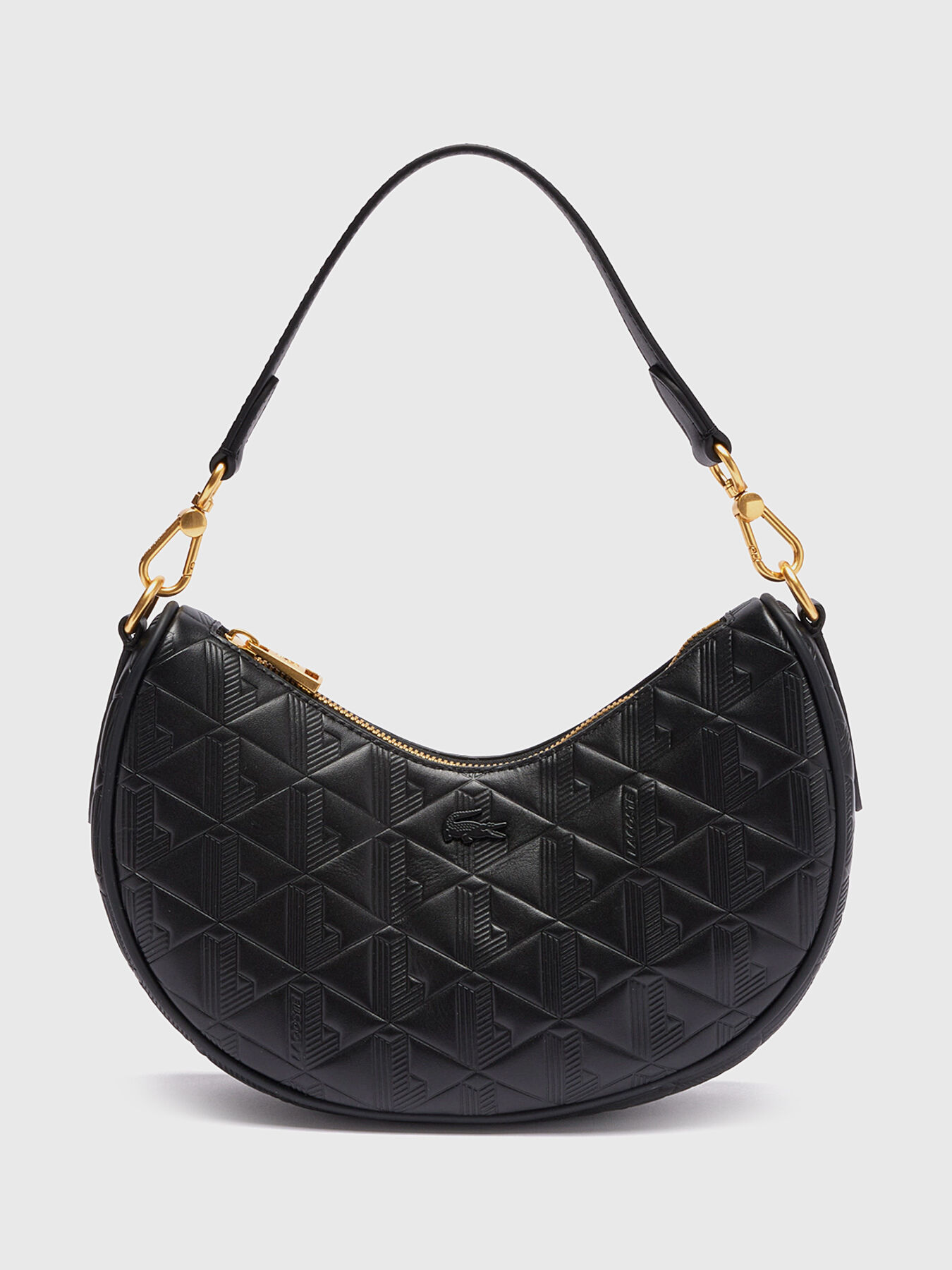 Leather shoulder bag with monogram logo brand LACOSTE