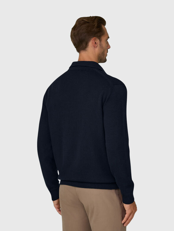 Dark blue wool cardigan - 2