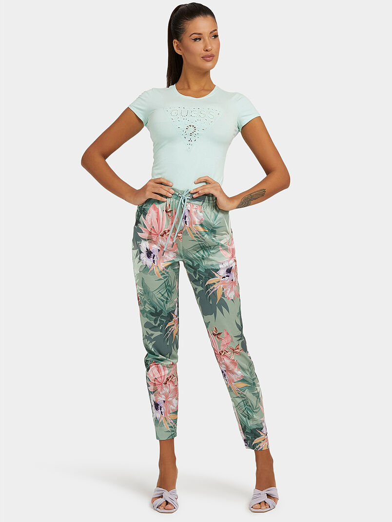 VIOLA satin pants with floral print - 3