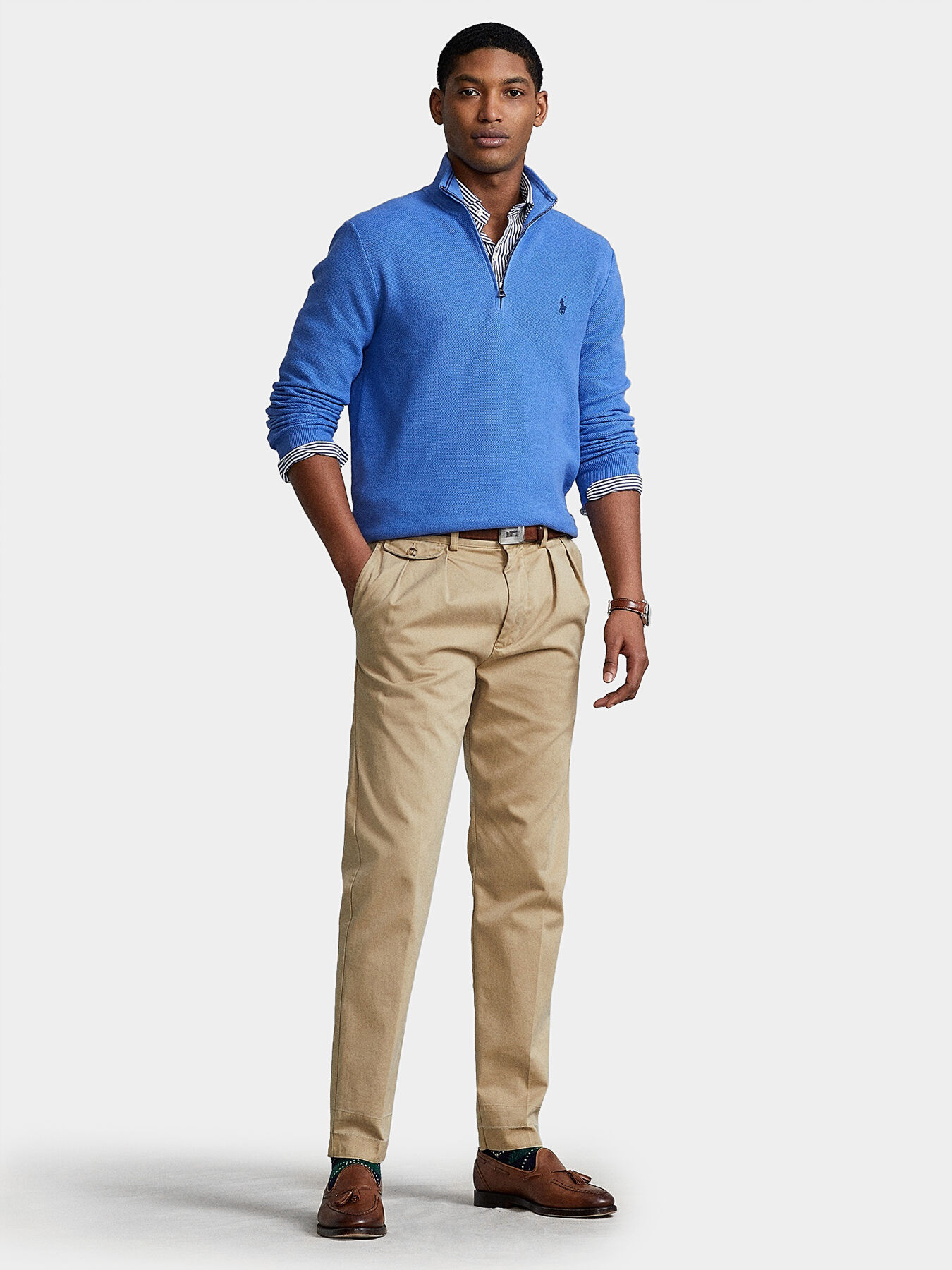 Blue sweater with zipper brand POLO RALPH LAUREN Globalbrandsstore en