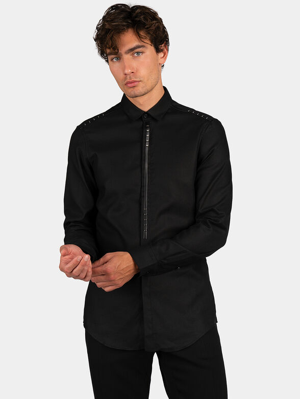 Shirt with leather and metal accents - 1