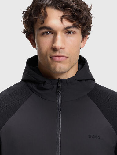 Wool blend swetshirt with hood and zip - 4