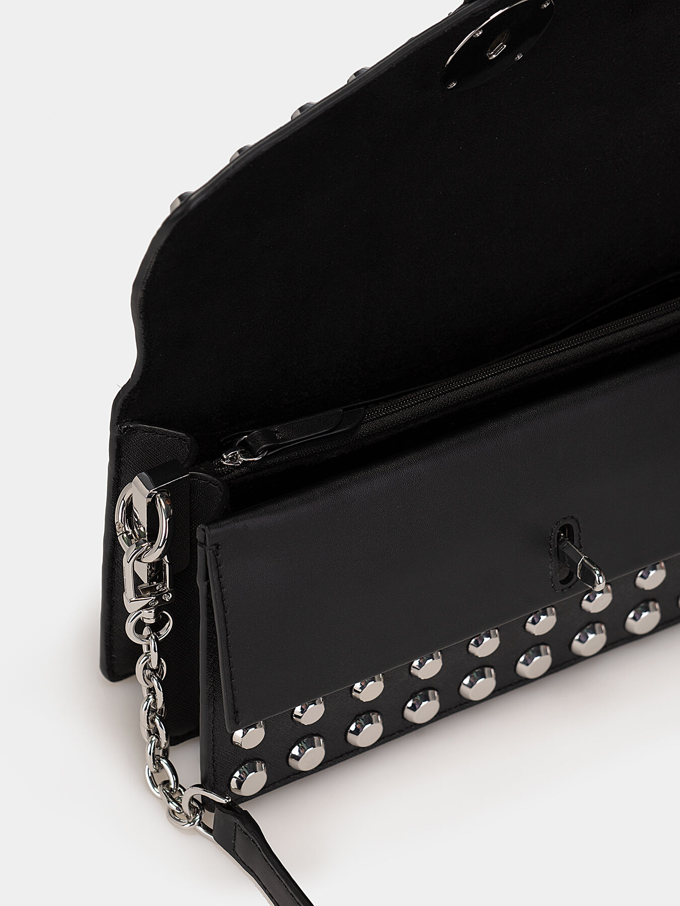 Shoulder bag with Saffiano effect and silver studs brand