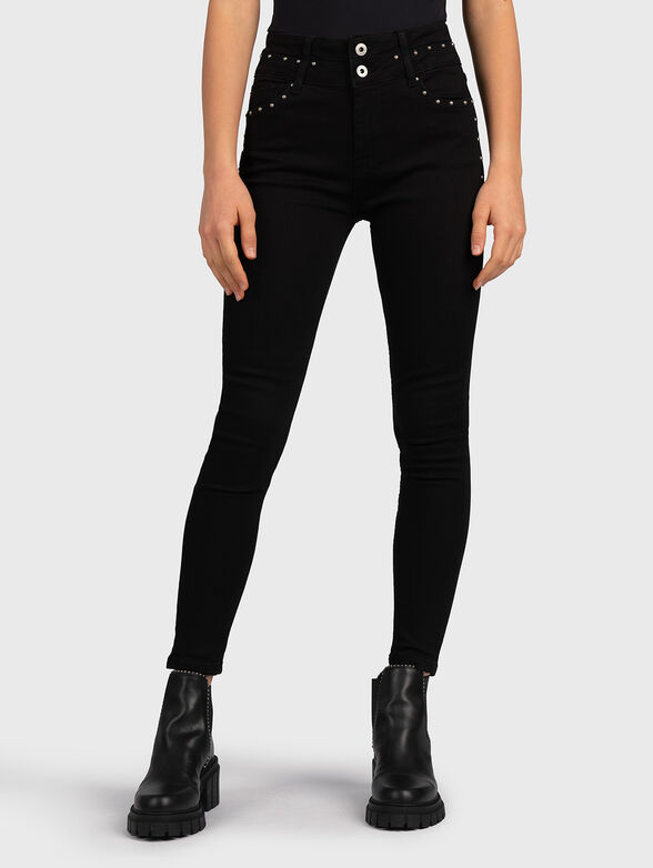 DION black jeans with appliqued eyelets - 1
