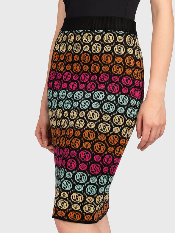 Knitted skirt with monogram logo accent - 3