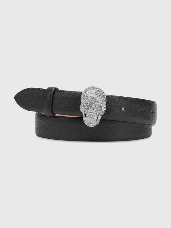 Black leather belt with accent buckle - 1