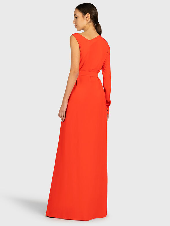 Red dress with logo embroidery - 2