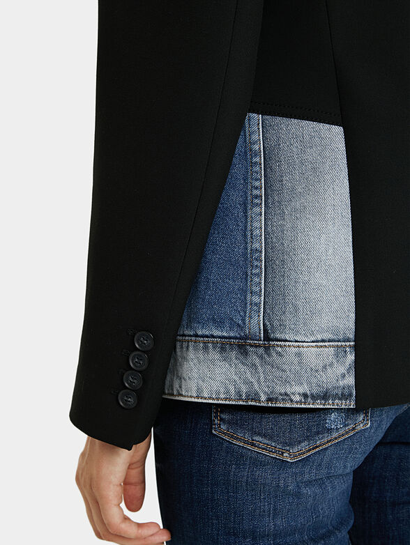 Black jacket with denim panels - 6