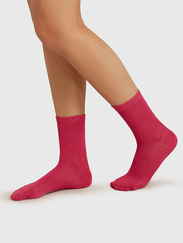 EASY LIVING fuxia color socks with lurex threads  - 2