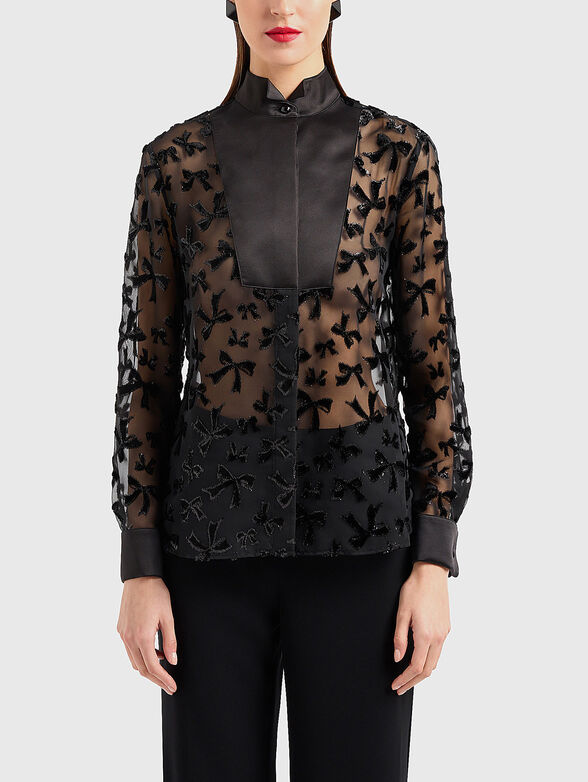 Long sleeved shirt with sheer effect - 1