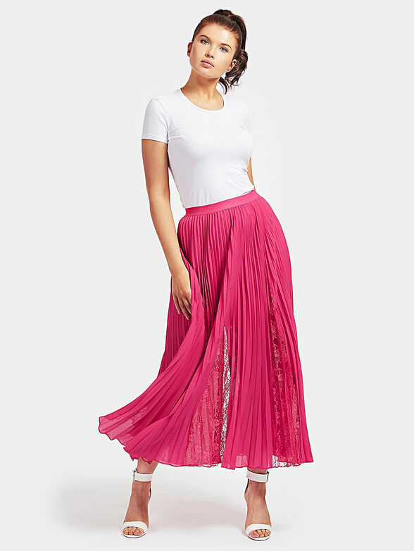 LUISA Pleated skirt with lace inserts - 2