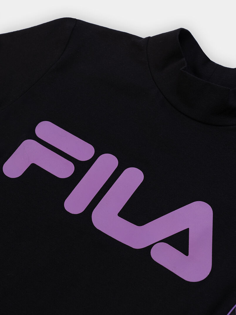 STELLA Black t-shirt with purple logo details - 3