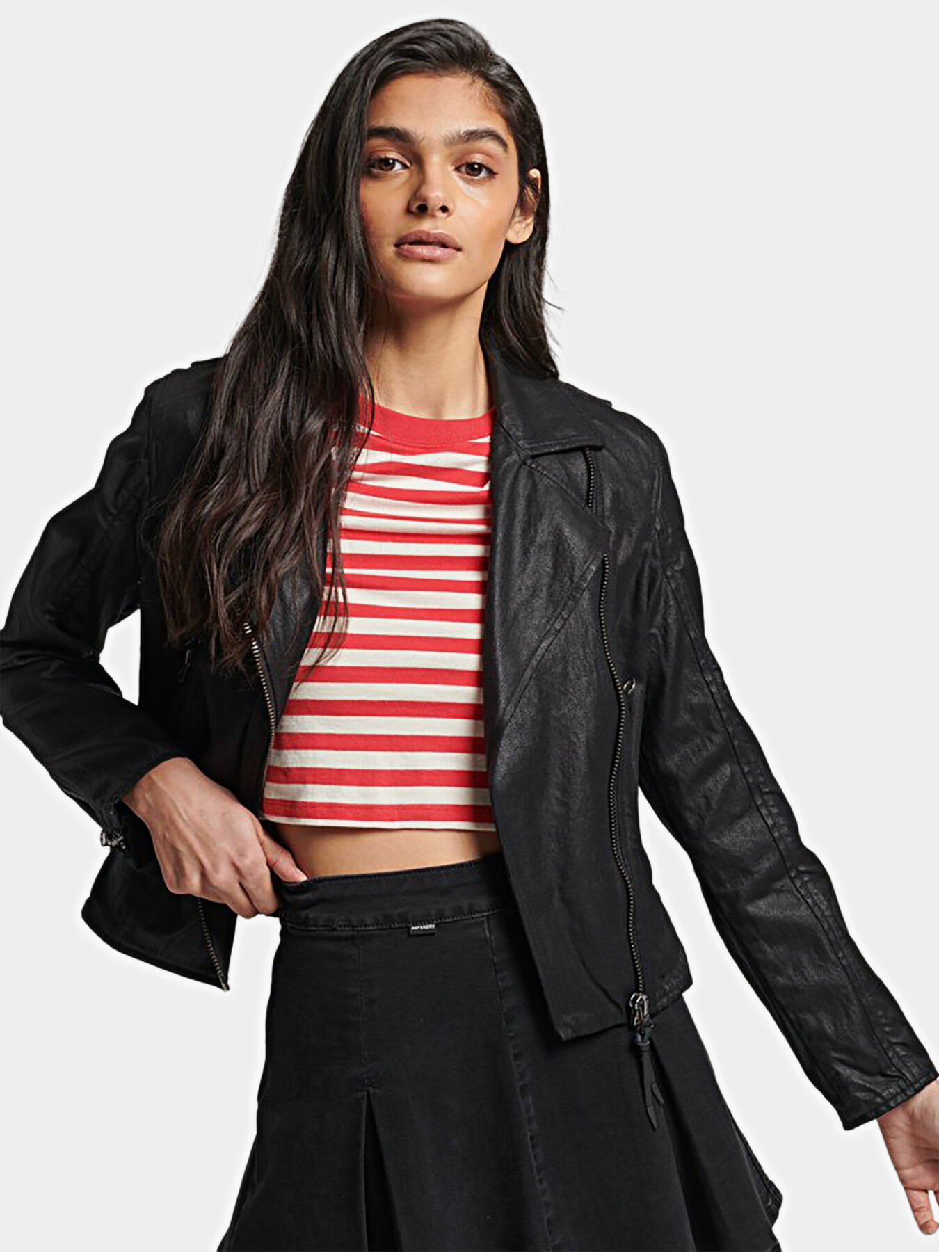 Superdry black biker jacket store