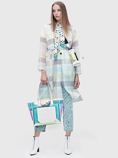 Plaid translucent trench coat - 5