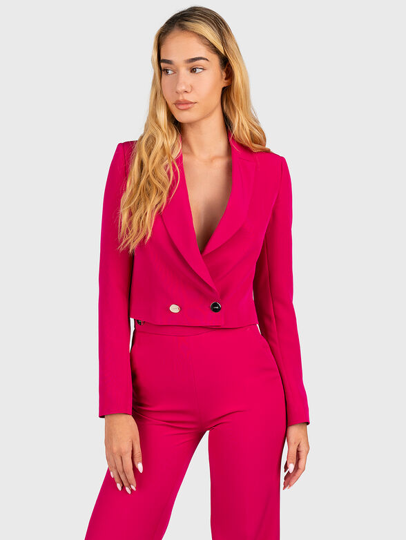 Cropped fuxia blazer with gold buttons - 1