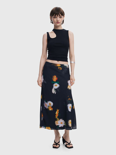 Midi skirt with floral print - 5
