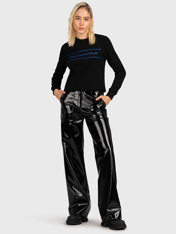 Sweatshirt with logo accent from applied rhinestones - 2