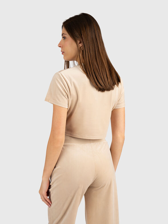 Cropped T-shirt with rhinestones logo - 3