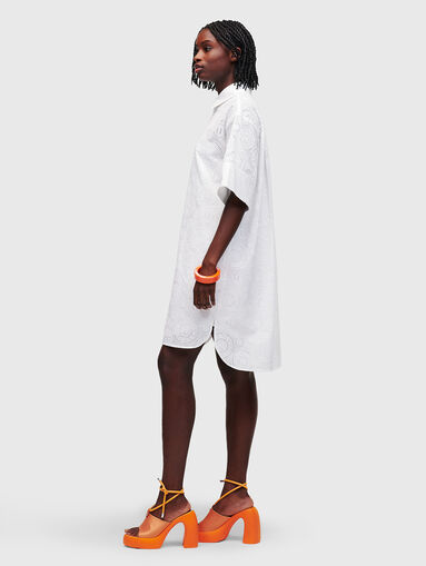 Black shirt dress with English embroidery - 3