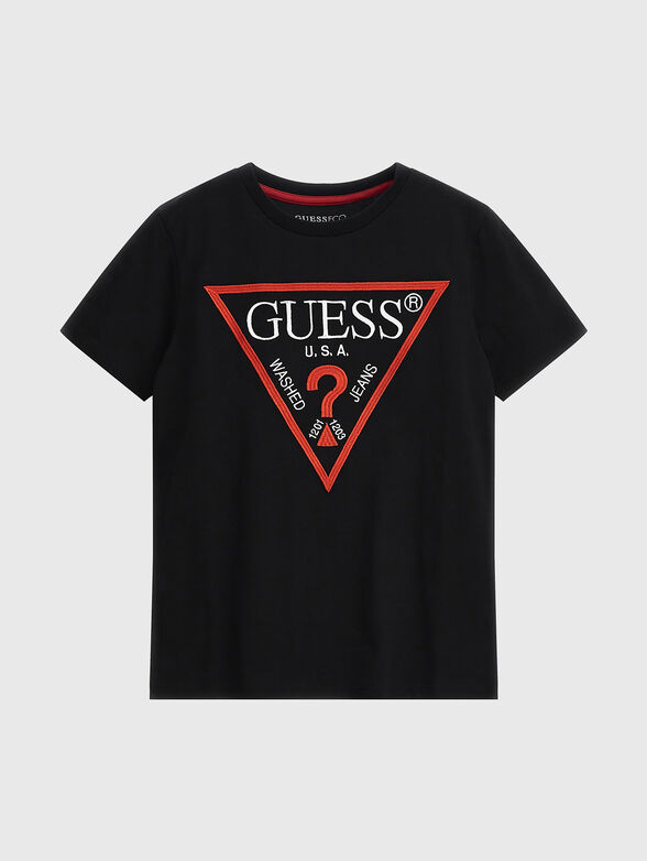 Black T-shirt with contrasting logo print - 1