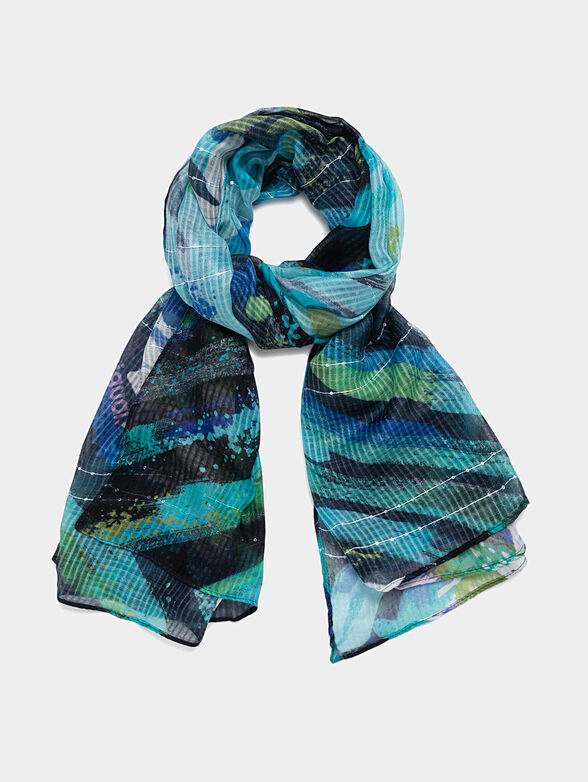 Blue scarf with a print - 1