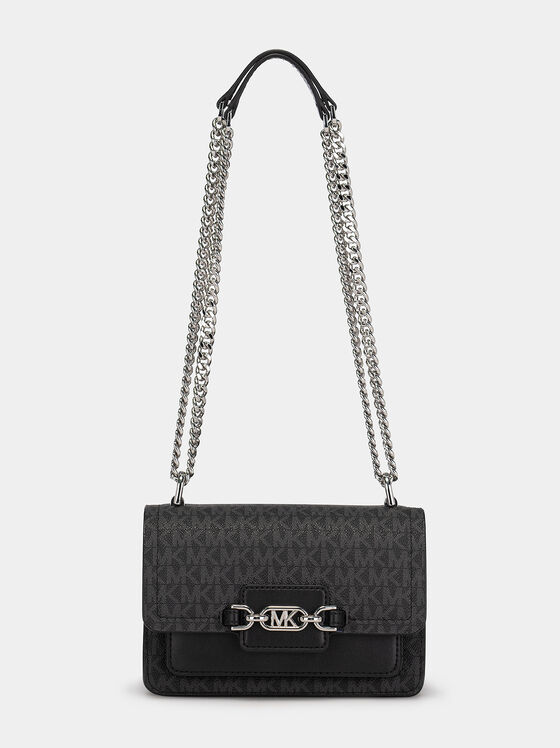 Черна кросбоди чанта с монограмен лого принт - 1