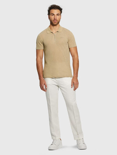 Blue linen blend chino trousers - 5