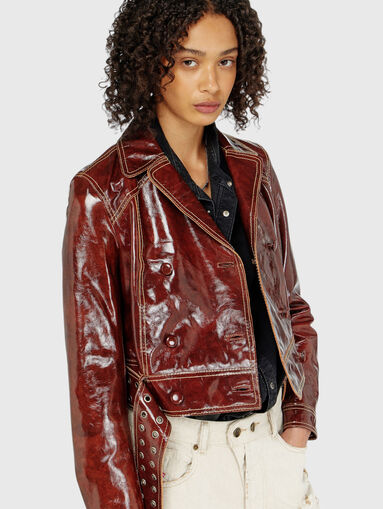 Brown leather jacket - 5