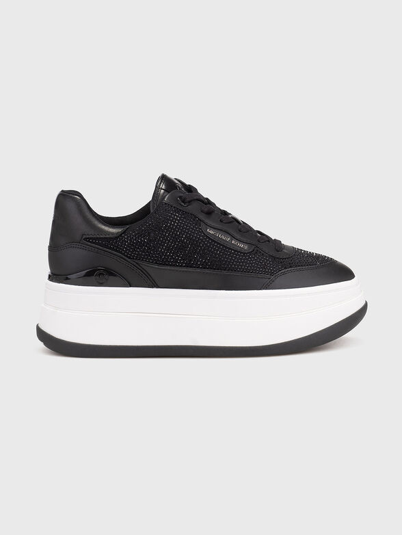 Leather shoes with rhinestones and logo - 1