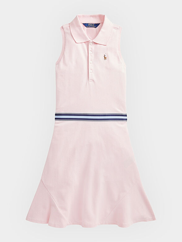 Pink sleeveless dress with logo embroidery - 1