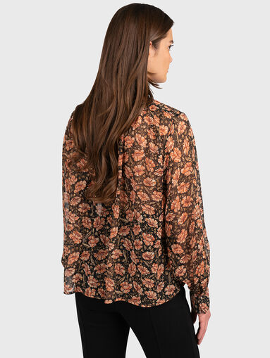 Blouse with puff sleeves and floral motifs - 3
