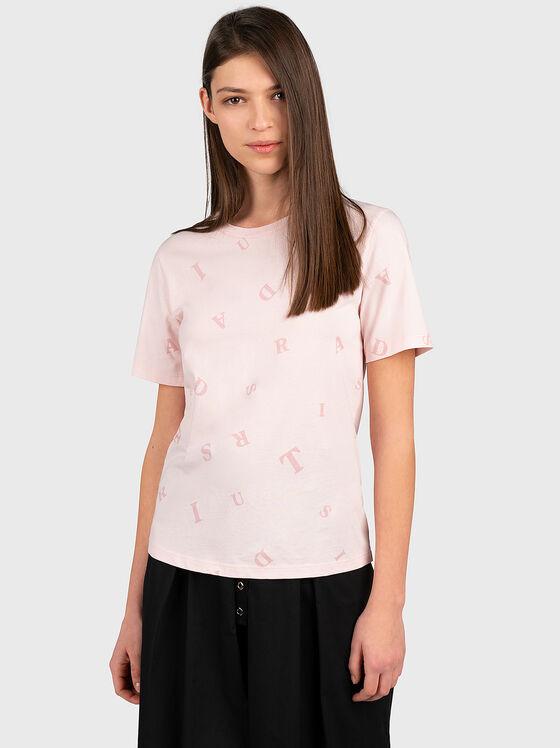 Розова тениска с принт - 1